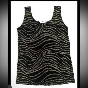 Chico's Travelers Slinky Black & Gold Tank Top Sz 0 XS